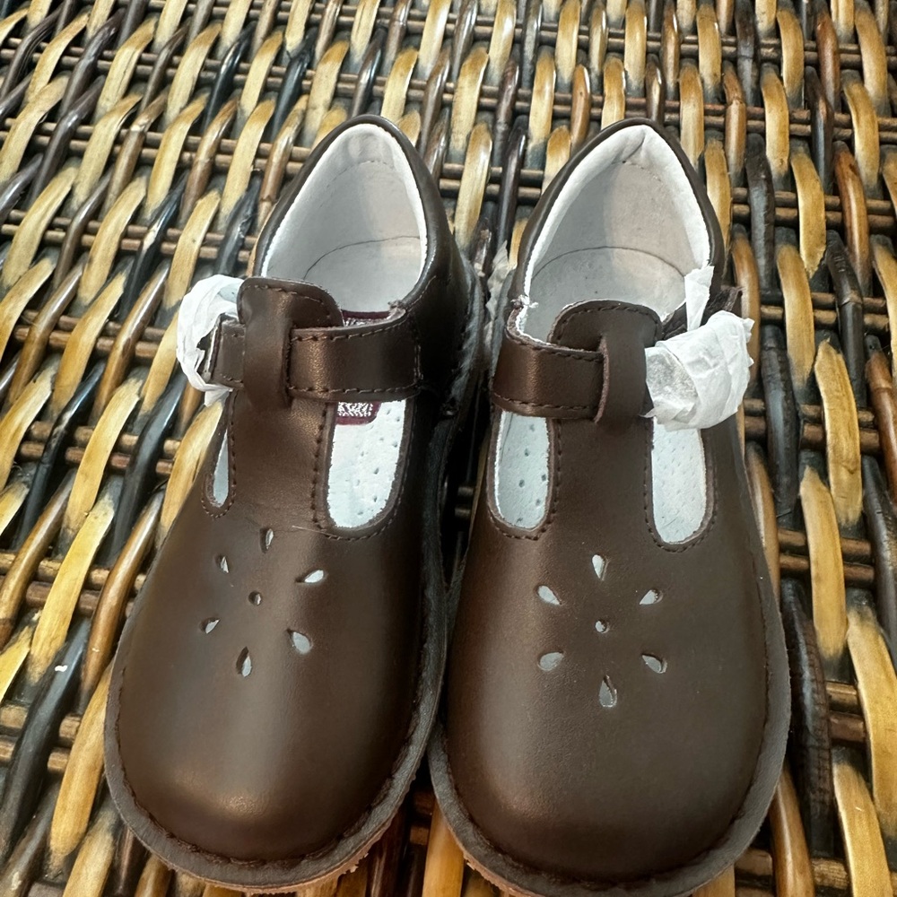 L’Amour Brown Leather Mary Janes New